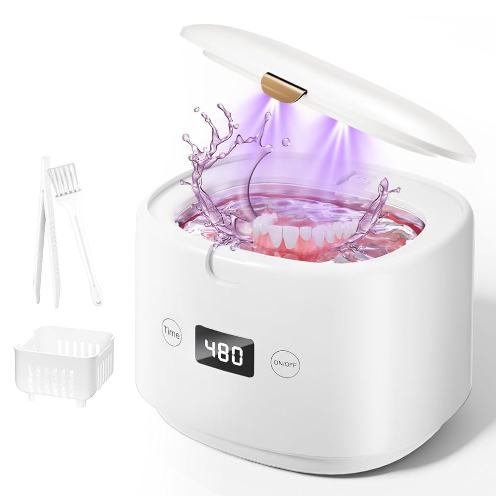 Ultrasonic Retainer Cleaner, 45kHz Sonic Retainer Cleaner Machine Dental Cleaning Pod for Denture... | Amazon (US)