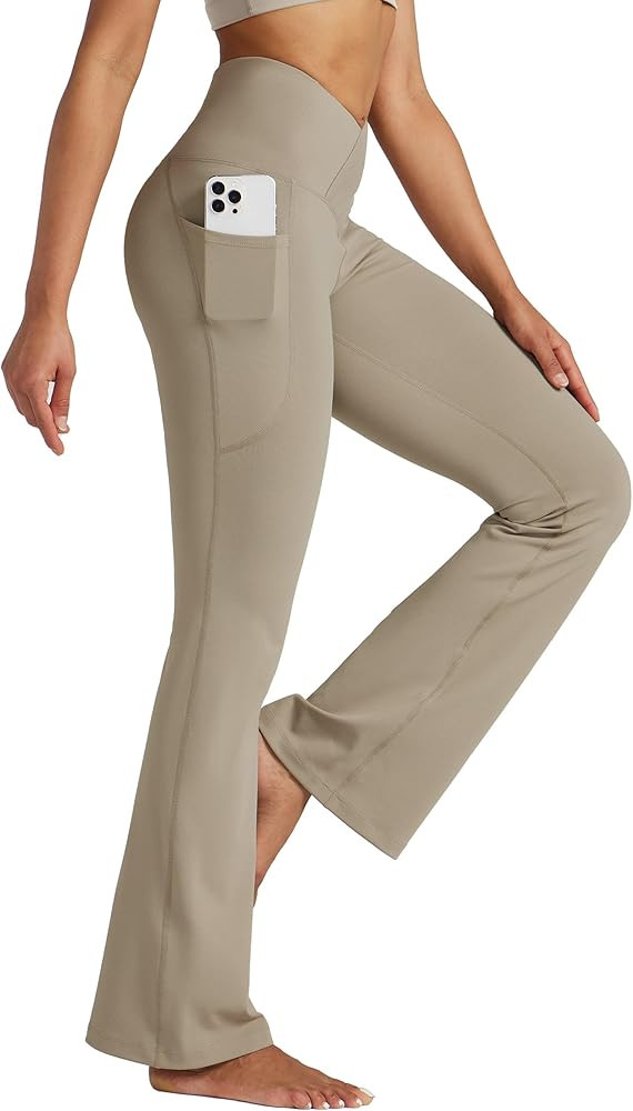 Willit Women's Flare Leggings Crossover Yoga Pants High Waist Bootcut Workout Leggings with Pocke... | Amazon (US)