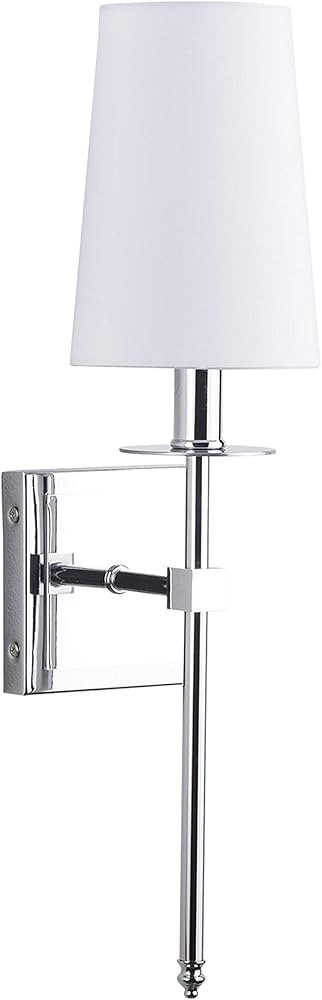 Linea di Liara Torcia Chrome Wall Sconce With White Fabric Shade - Modern Bathroom, Bedroom, and ... | Amazon (US)