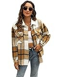 UANEO Womens Plaid Shacket Button Down Wool Blend Fall Flannel Shirt Jacket | Amazon (US)
