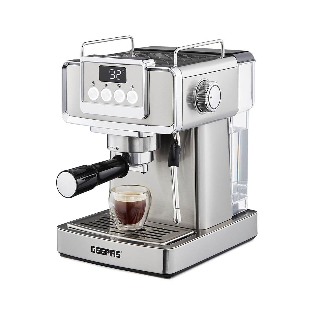GEEPAS Espresso Coffee Machine with Milk Frother, 20 Bar Pressure | 1.8L Detachable Water Tank, S... | Amazon (UK)