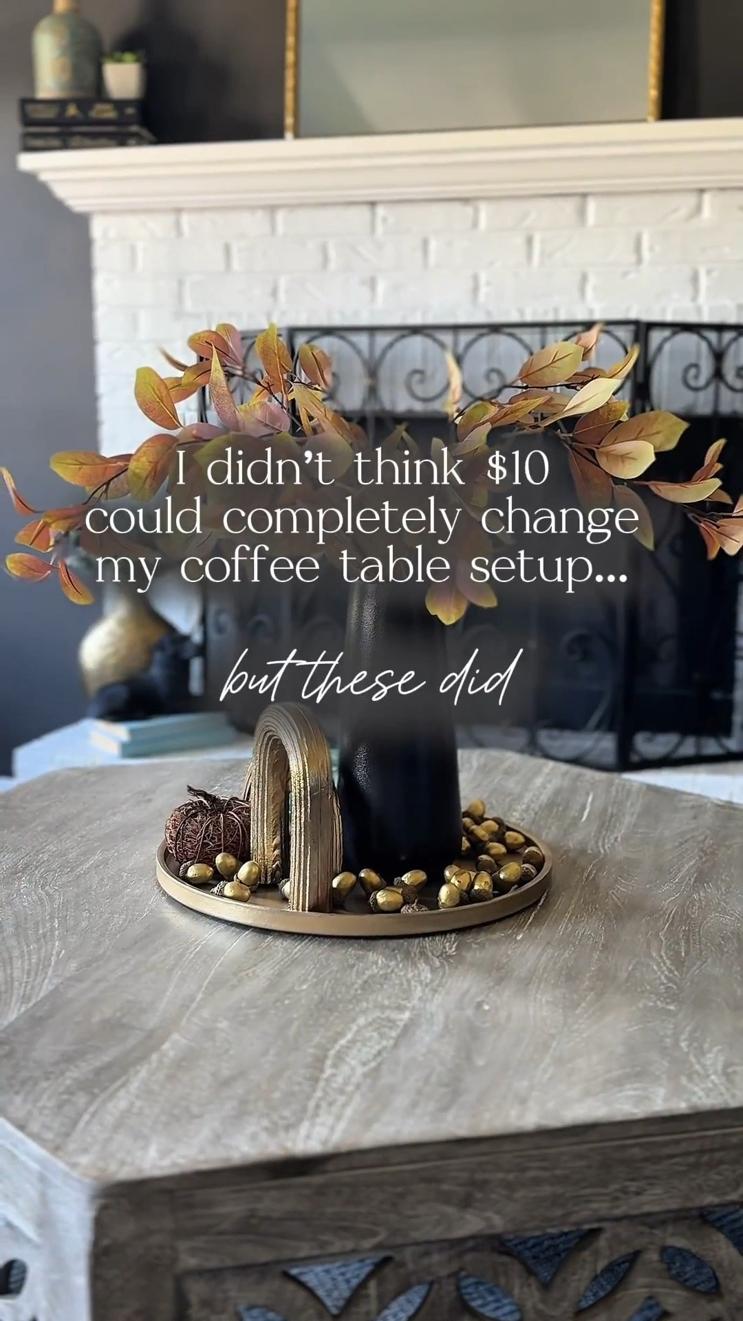 Golden glow meets cozy vibes. This fall coffee table display is the perfect mix of chic Halloween décor and timeless autumn style. Styled with a  gold tray, metallic pumpkins, a glam Halloween figurine, and golden acorn accents, it’s an elegant way to bring seasonal warmth into your living room. Whether you’re searching for coffee table styling ideas, fall centerpiece inspiration, or elevated Halloween decorations, this look blends festive charm with modern elegance. 🍂

#coffeetablestyling
#falldecorideas
#halloweendecorating
#pumpkindecor
#autumnhomedecor
#coffeetabledecor
#modernfalldecor
#seasonaldecorideas
#goldhomedecor
#eleganthalloweendecor


fall coffee table décor, Halloween coffee table styling, elegant fall centerpiece, gold pumpkin table decorations, modern fall tray styling, chic Halloween living room décor, autumn coffee table ideas, neutral fall home styling, cozy living room fall décor, glamorous Halloween decorations

#LTKFindsUnder50 #LTKHome #LTKSeasonal