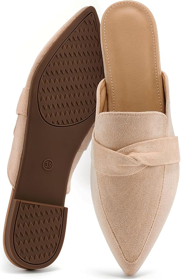 Mules for Women 2025: Pointed Toe Slingback Flats Shoes Casual Bowknot Slide Loafers for Office W... | Amazon (US)