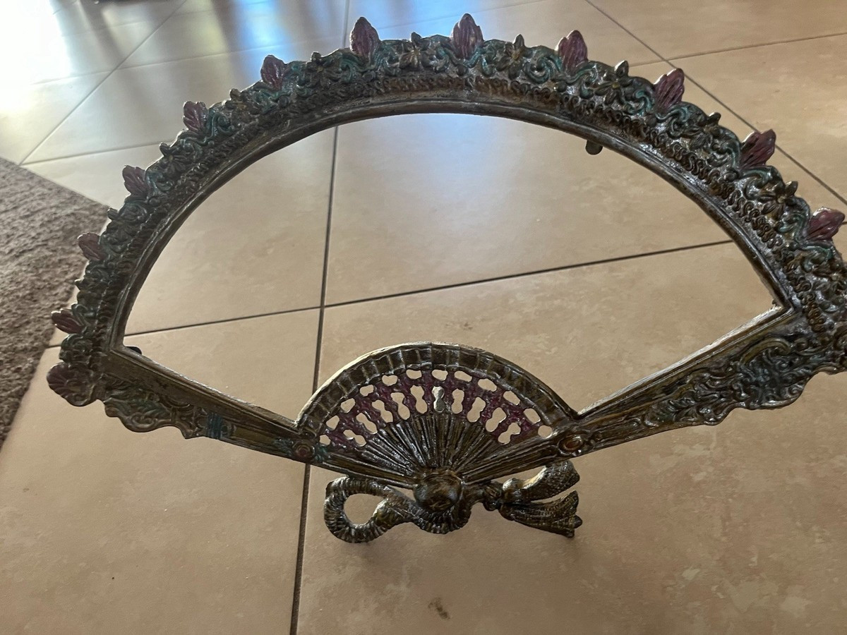 Vintage Cast Iron Bronze Tone Fan-Shape Frame  Iron Art JM 61  17” X 10" Easel | eBay US