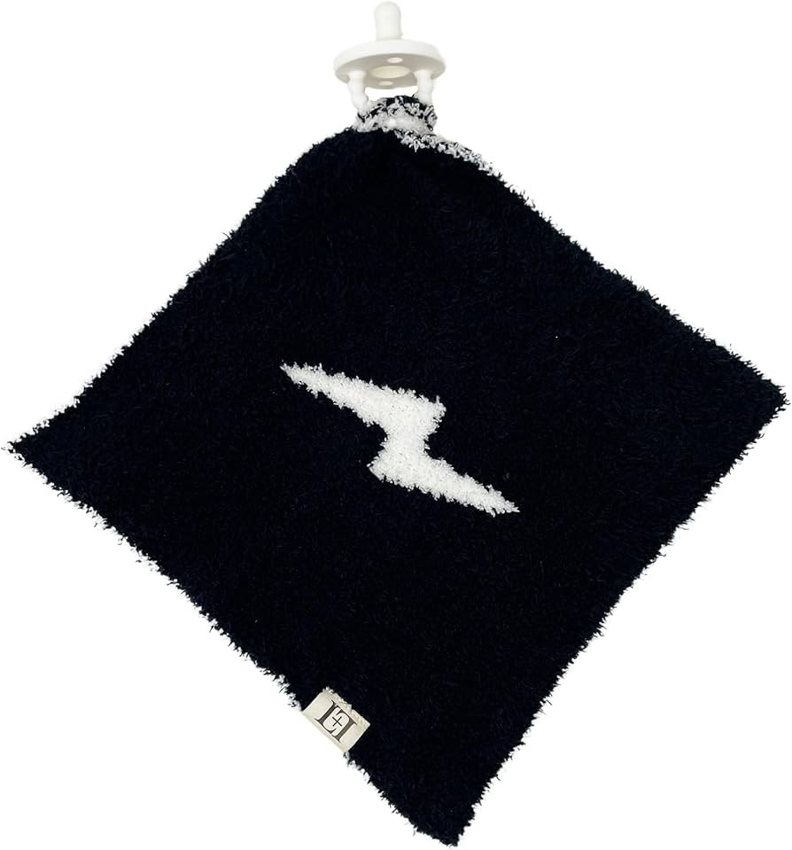 Lightning Bolt Baby Lovey Pacifier Holder 10"x10" - Cuddly Soft Knitted Soothie Reversible Mini S... | Amazon (US)