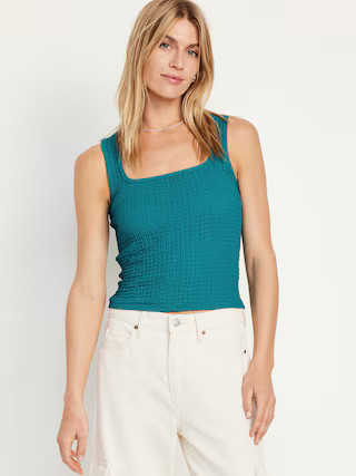 Square-Neck Textured Tank Top | Old Navy (US)