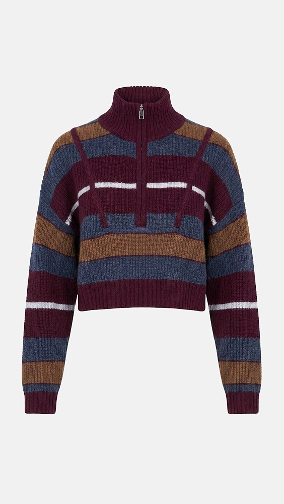 STAUD Cropped Hampton Cashmere Sweater Monaco Stripe S | Shopbop