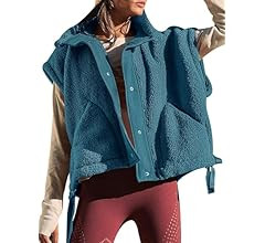 Xiaoxuemeng Fleece Vest Women Oversized Sleeveless Sherpa Jacket Button Down Vest Outwear with Po... | Amazon (US)