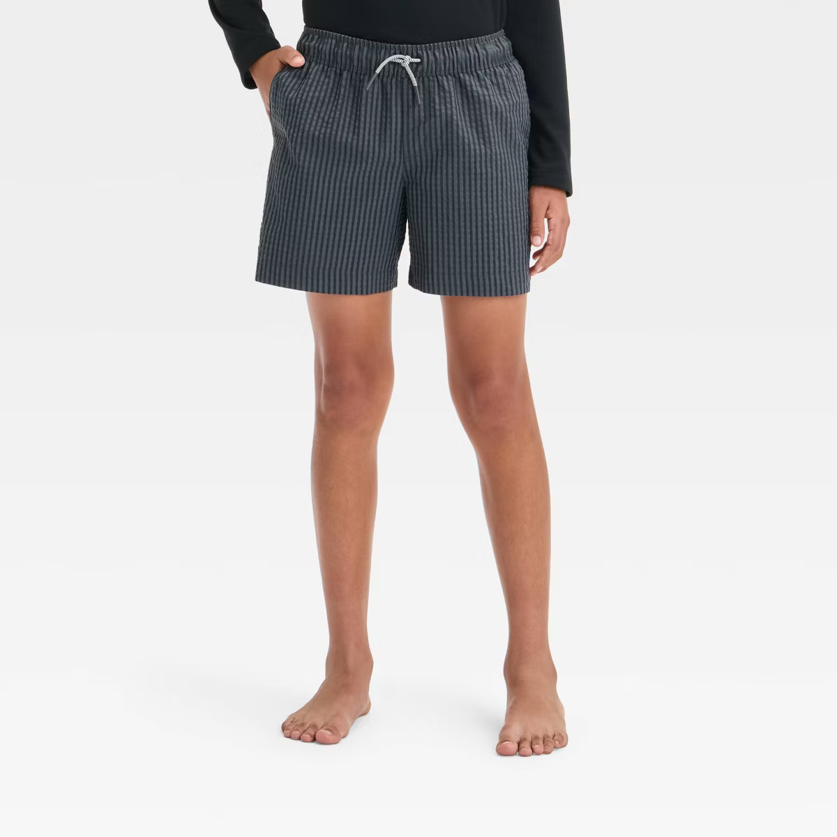 Boys' Striped Swim Shorts - art class™ Black XL Husky | Target