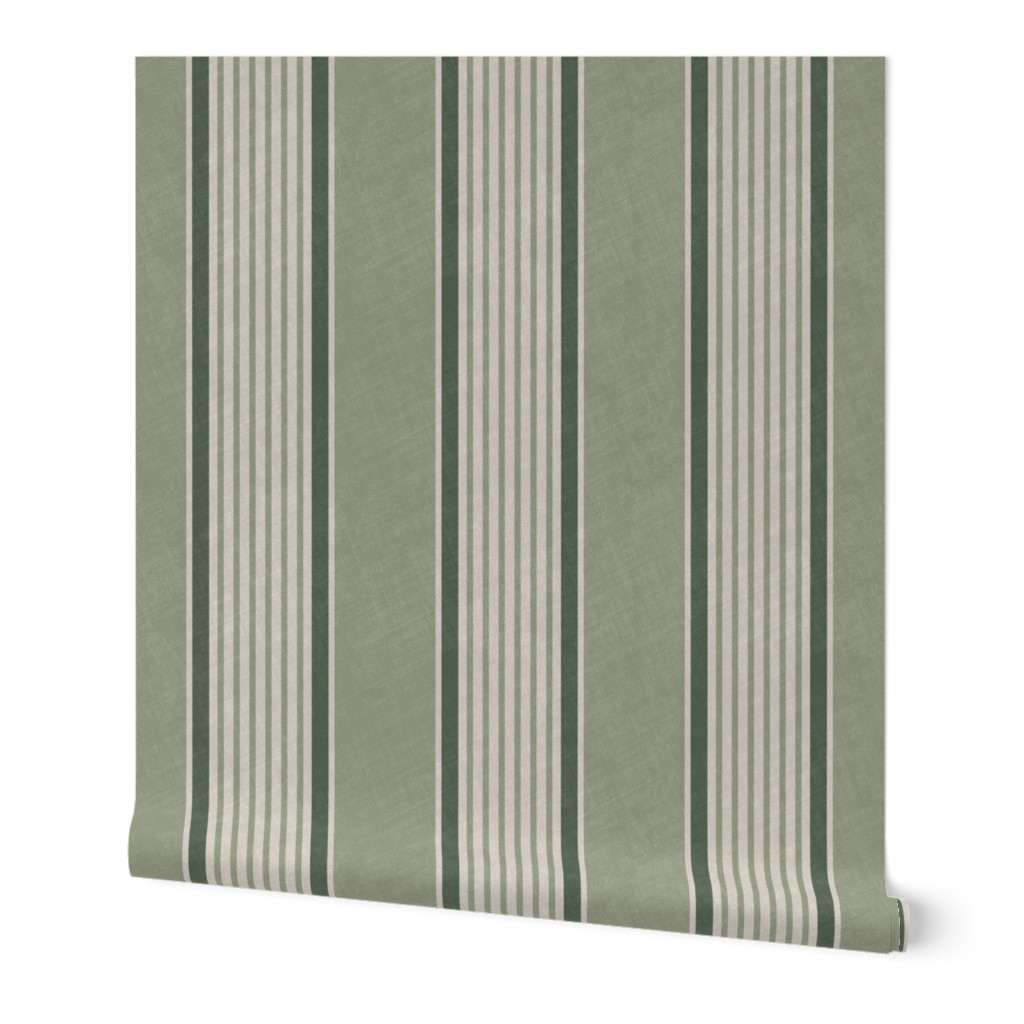 Antique stripes in sage olive green cream Wallpaper | Spoonflower | Spoonflower