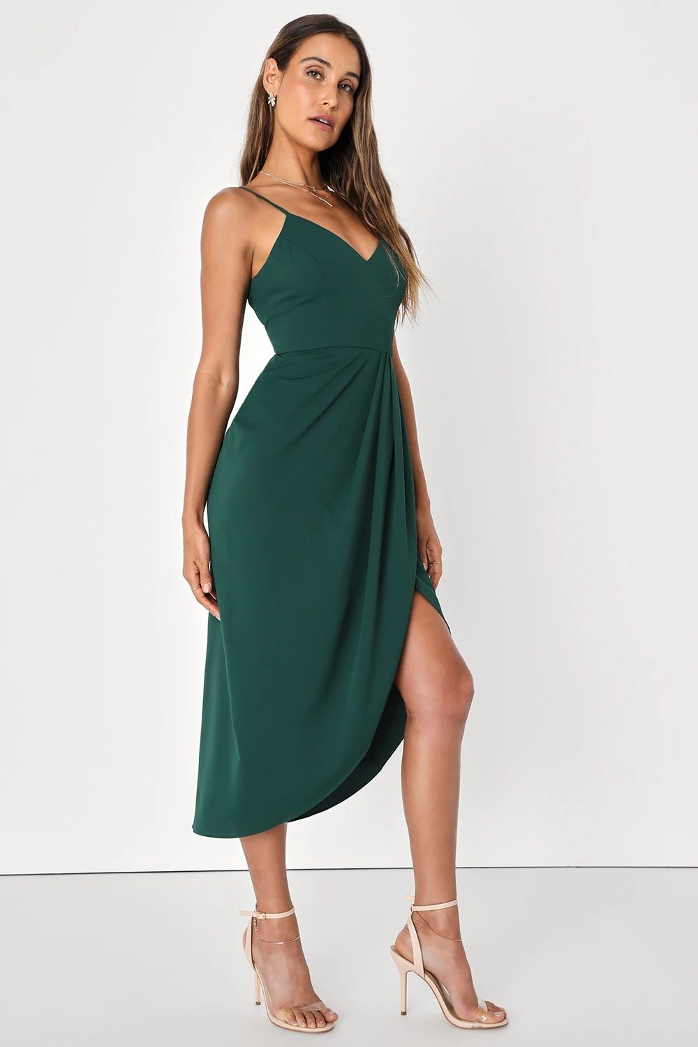 Reinette Dark Green Midi Dress | Lulus (US)