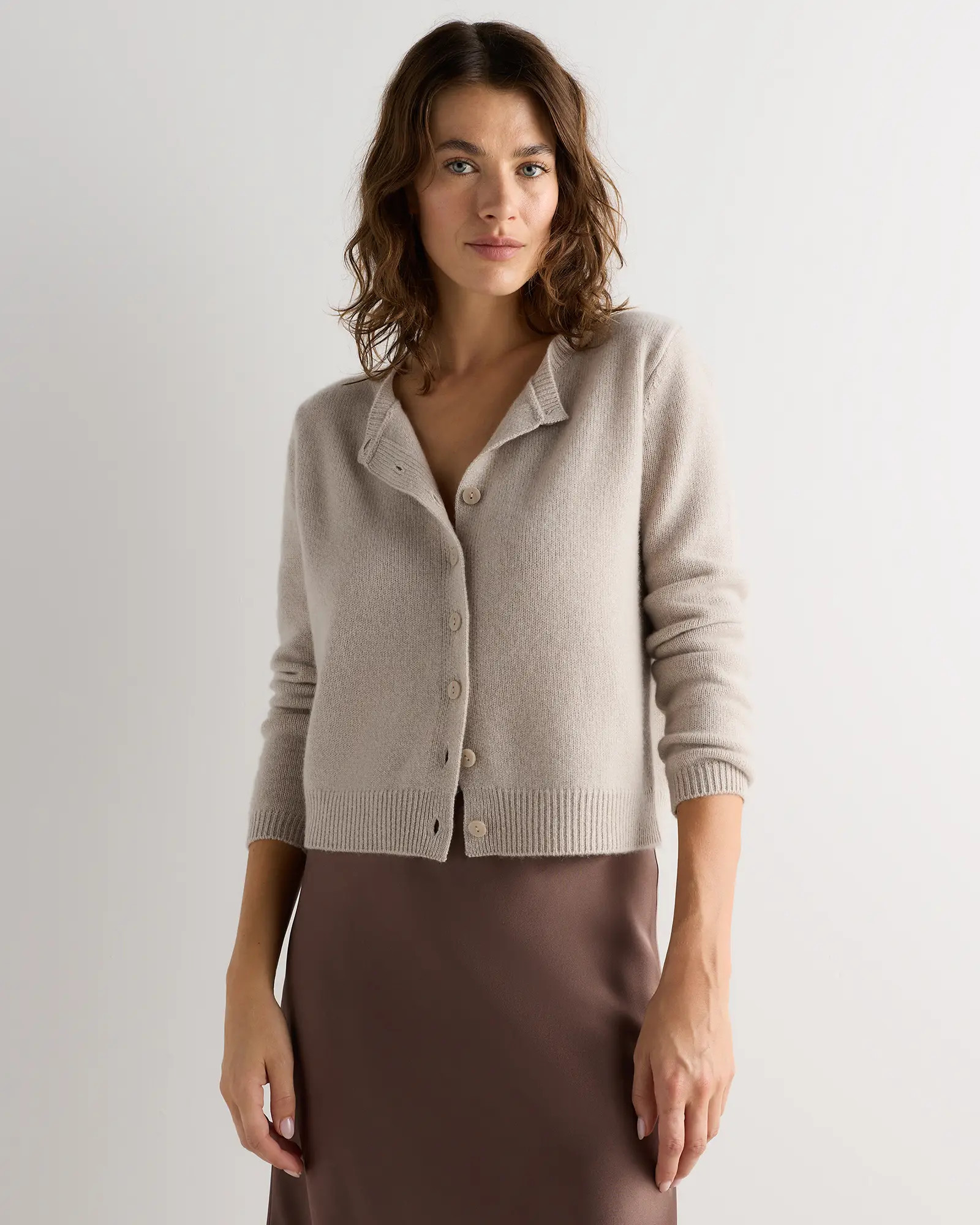 Mongolian Cashmere Cropped Crew Cardigan | Quince