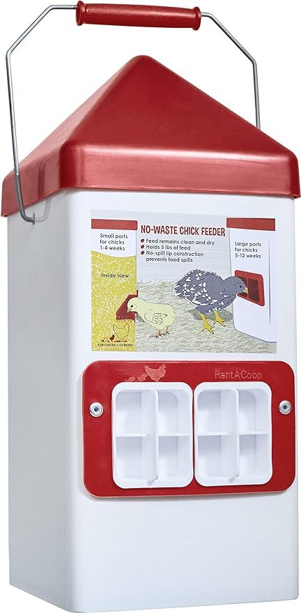 RentACoop Dual-Port Chick Feeder 5LB Capacity for Poultry/Chicks/Quail | Amazon (US)