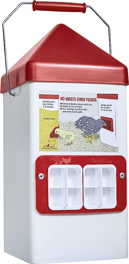 RentACoop Dual-Port Chick Feeder 5LB Capacity for Poultry/Chicks/Quail | Amazon (US)