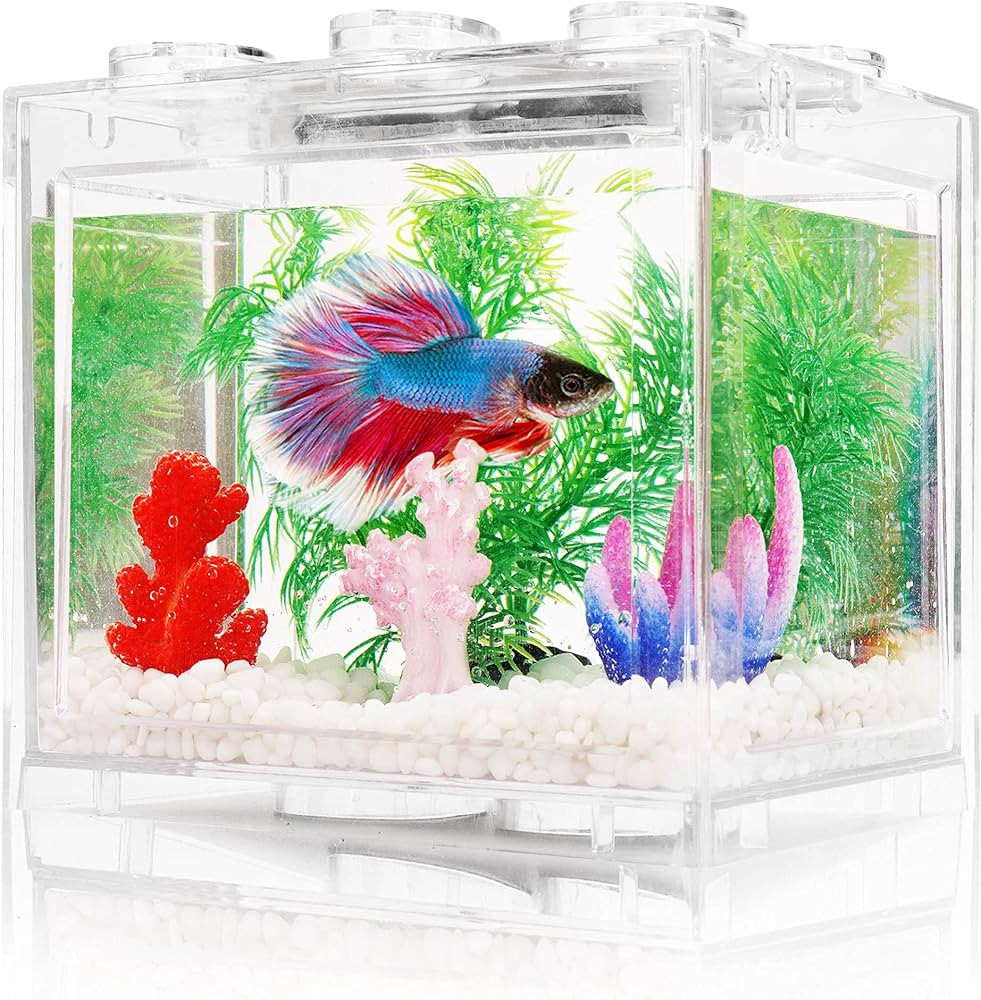 Small Betta Fish Tank, Aquarium Tank Kit with LED Lighting, 0.6 Gallon Stackable Beta Fish Tank S... | Amazon (US)