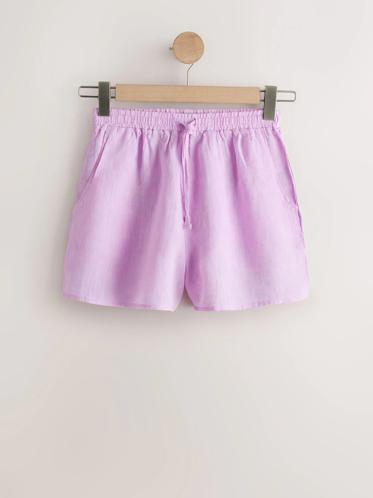 Chambray Pink N. Premium 100% Linen Shorts | Next US