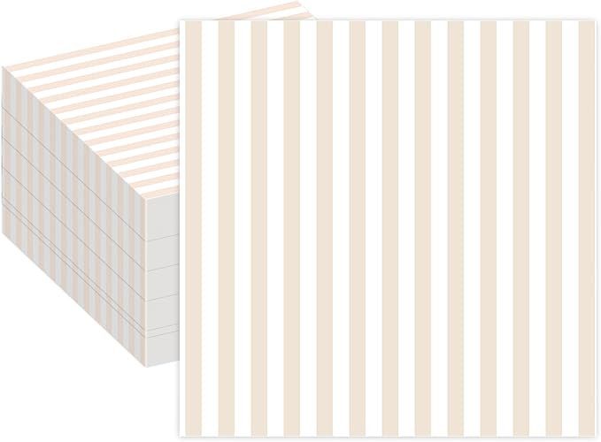 Stxy's Ivory Beige Striped Napkins (60ct) 5"x 5" Tan Beige Cocktail Napkins Cream Stripe Dessert ... | Amazon (US)