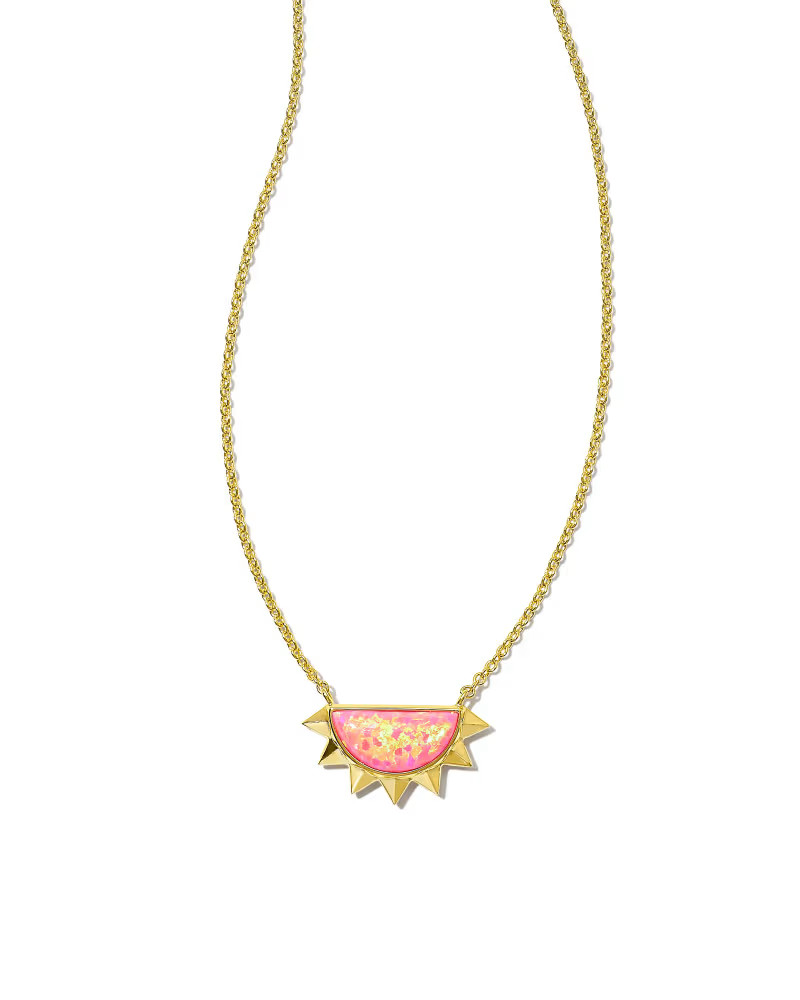 Sienna Gold Half Sun Pendant Necklace in Citrus Kyocera Opal | Kendra Scott | Kendra Scott