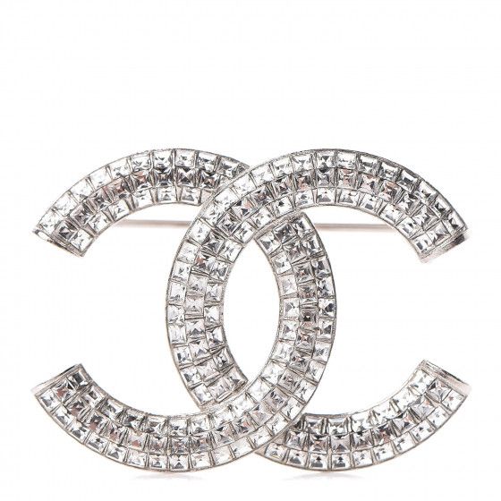 CHANEL Baguette Crystal CC Brooch Silver | Fashionphile