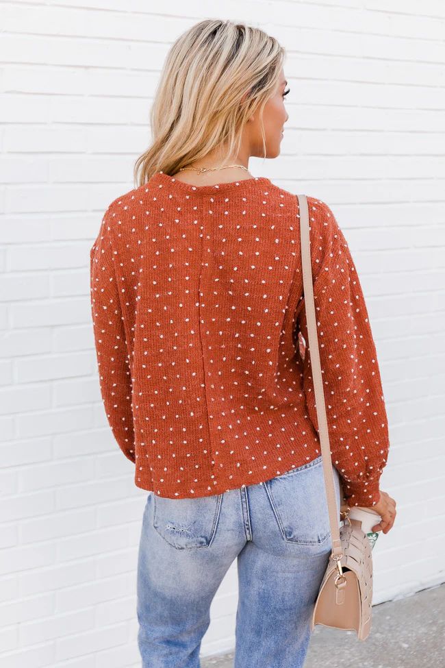 Mentioned To You Rust Pom Sweater | The Pink Lily Boutique