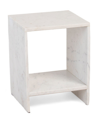 20in Marble Solid Fluted Side Side Table With Shelf | TJ Maxx