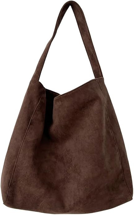 Large Suede Tote Bag For Women Slouchy Shoulder Bags Suede Purses Women’s Satchel Bag Work Hand... | Amazon (US)
