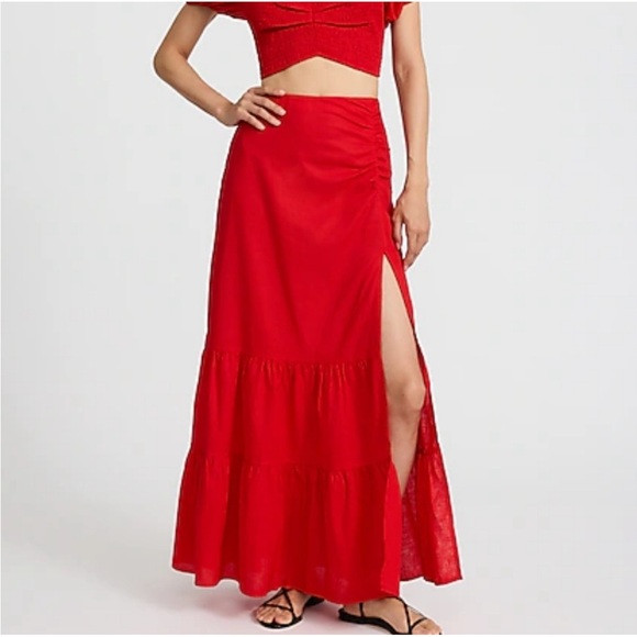 Elegant Red Maxi Skirt | Poshmark