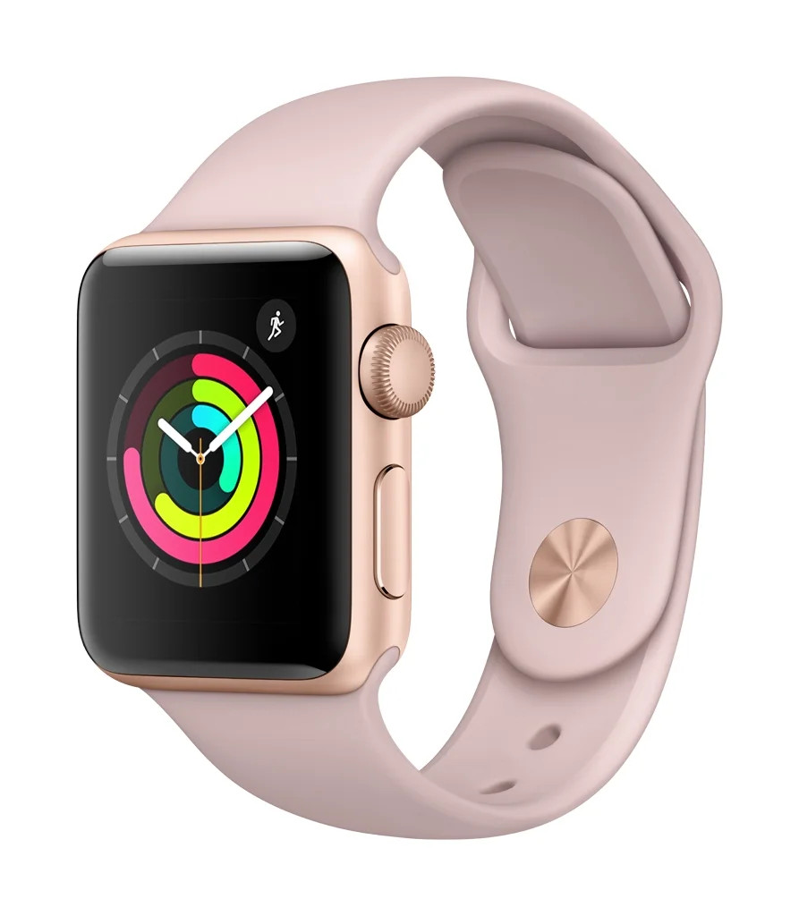 Refurbished Apple Watch - Series 3 - 38mm - Gold Aluminum Case - Pink Sand Sport Band | Walmart (US)