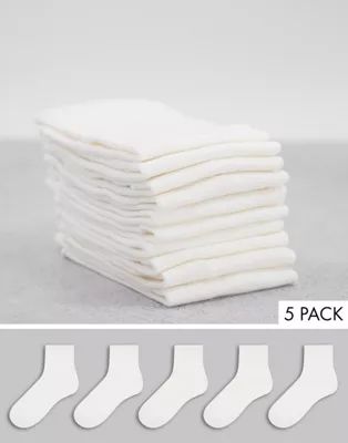 Monki Polly 5 pack organic cotton socks in white | ASOS (Global)