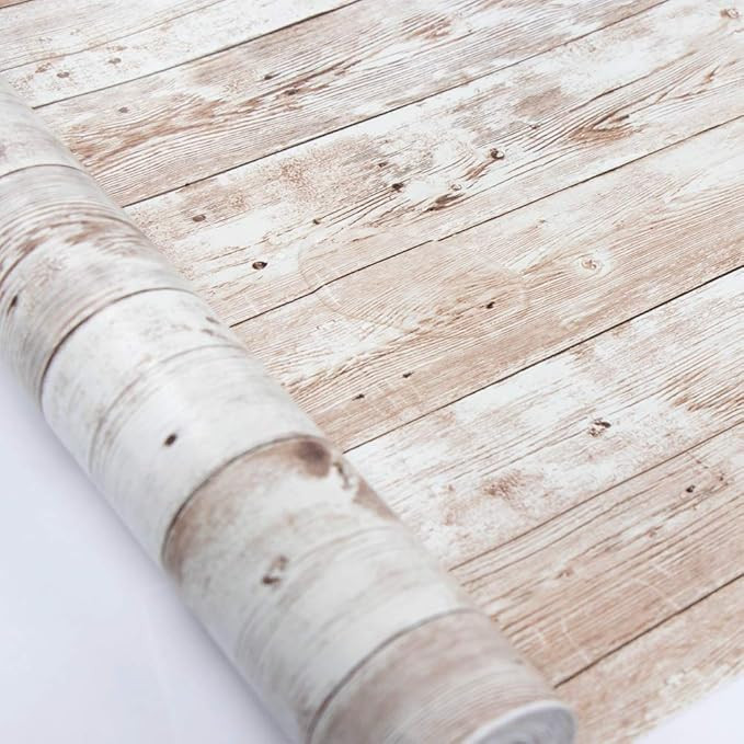 Wood Self Adhesive Paper 17.71" X 32.8 Ft Self-Adhesive Removable Wood Peel and Stick Wallpaper D... | Amazon (US)