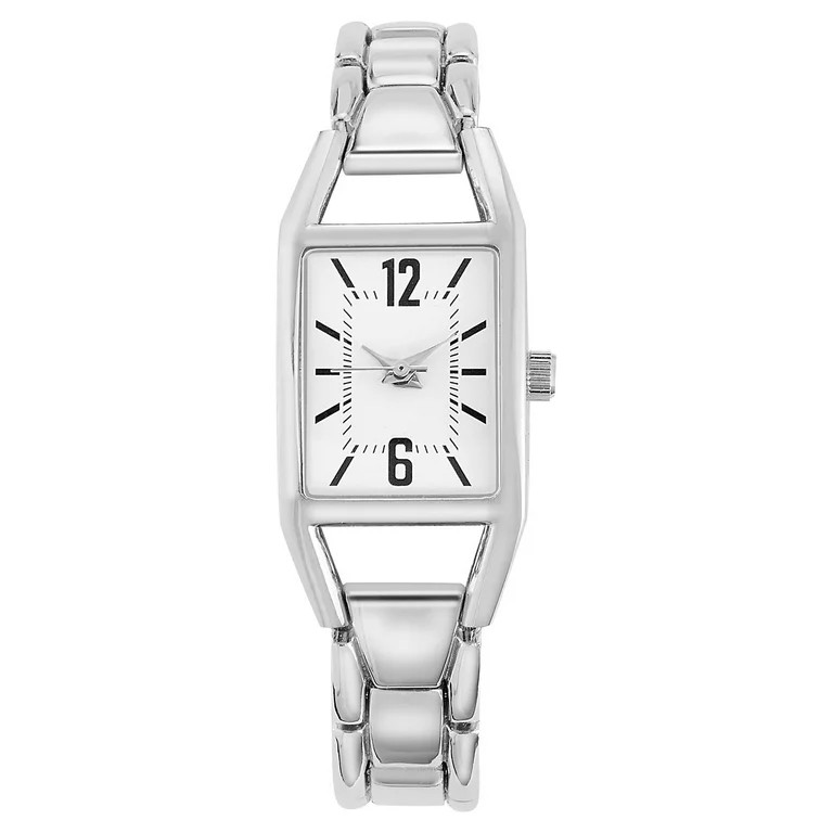 Time and Tru Women's Oblong Silver Tone Bracelet Watch | Walmart (US)