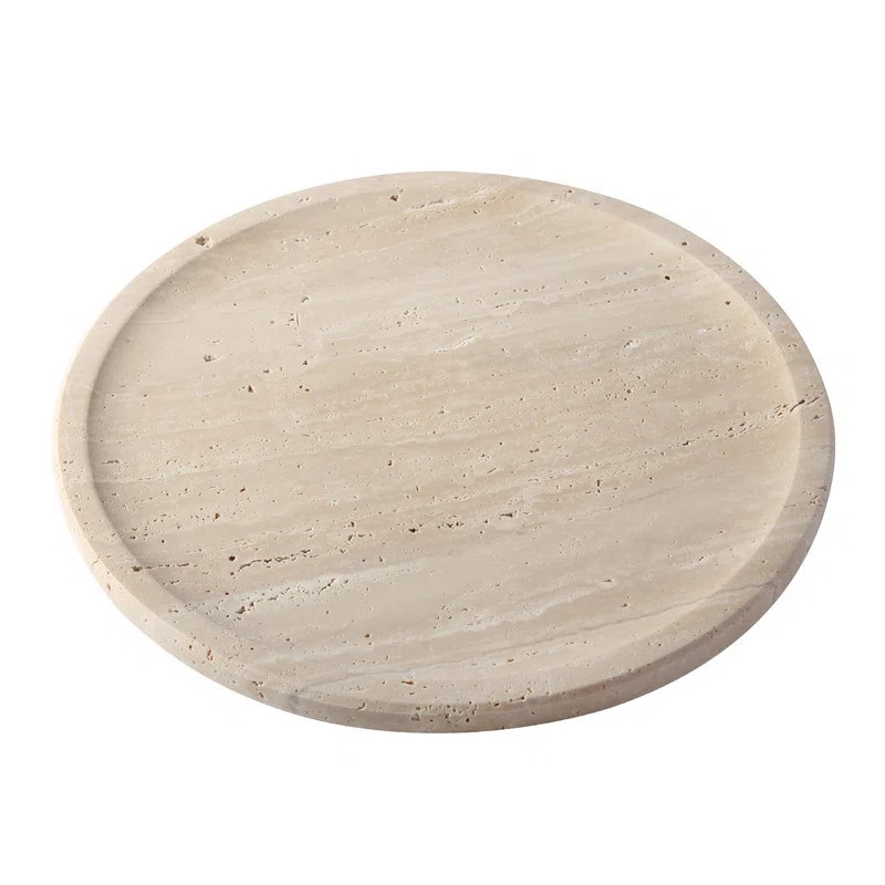 Guein 12” Round Natural Marble Tray | Wayfair North America