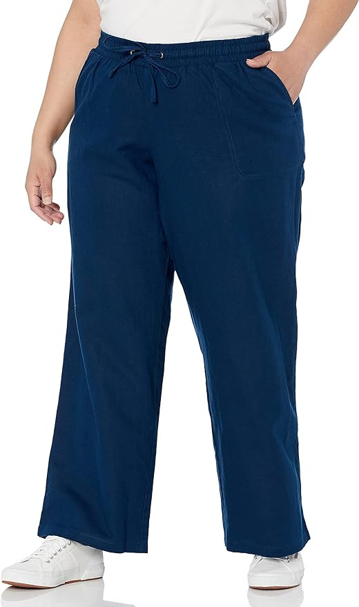 Amazon Essentials Women's Linen Blend Drawstring Relaxed Fit Wide Leg Pants (Available in Plus Si... | Amazon (US)