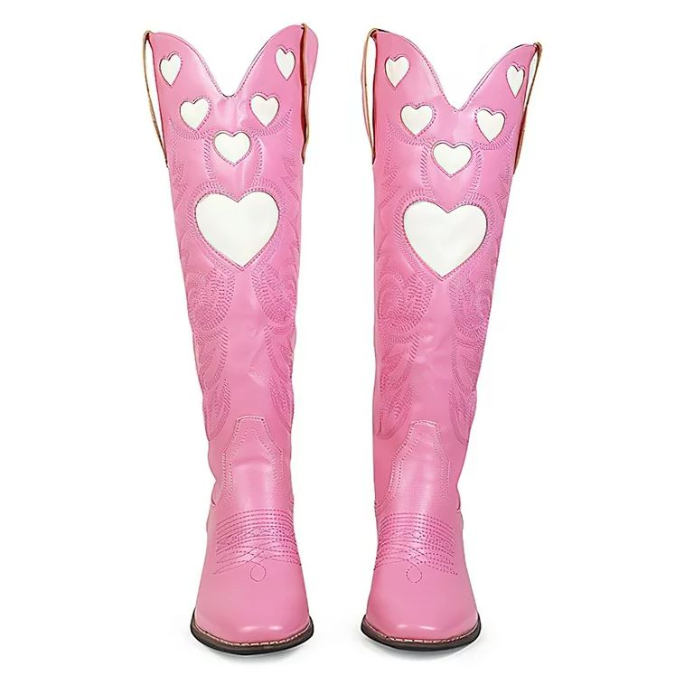 CELNEPHO Western Boots For Women Pink Knee High Cowgirl Boots Size 8 | Walmart (US)