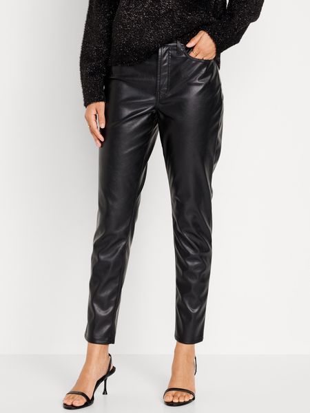 High-Waisted OG Straight Faux-Leather Ankle Pants for Women | Old Navy (US)