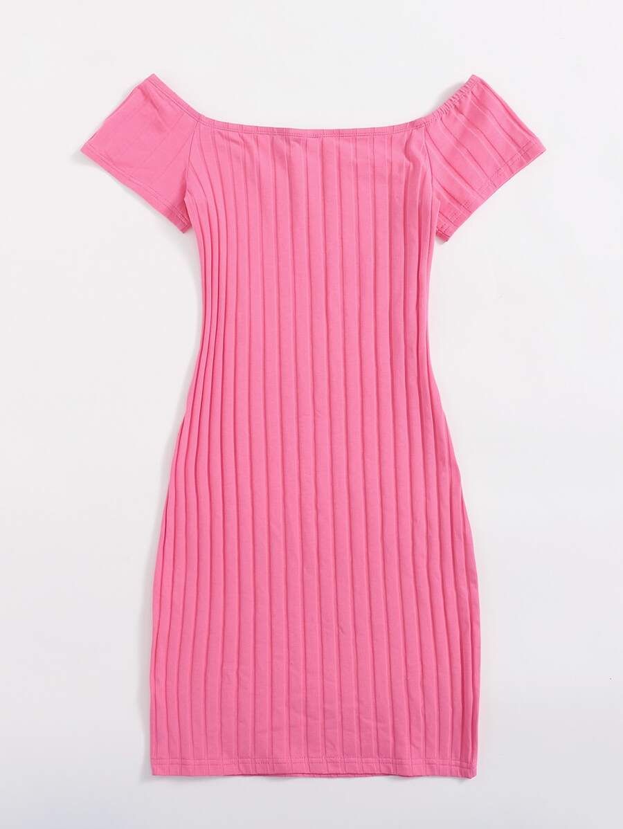 SHEIN V-Neck Rib-knit Bodycon Dress | SHEIN
