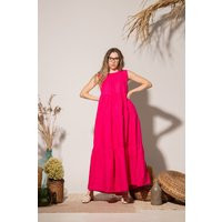 Hot Pink Linen Maxi Dress Sleeveless Summer Kaftan | Etsy (US)