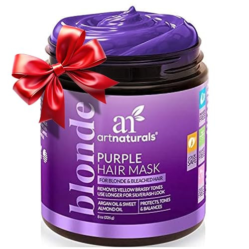 Artnaturals Purple Hair Mask for Blonde, Silver & Platinum Hair - Removes Yellow Brassy Color, Repairs Dry & Bleached Hair - Deep Conditioning Treatment Hair Moisturizer - Sulfate Free (8 Oz/226g) | Amazon (US)