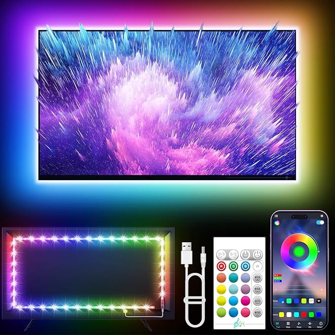 LED Lights for TV, 16.4ft LED Lights for 45-75 Inch TVs, RGB TV Backlight Behind, Music Sync Blue... | Amazon (US)