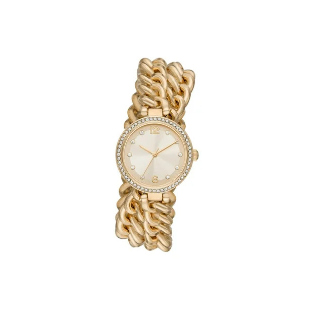 Time and Tru Women's Crystal Bezel Wrap-Around Bracelet Watch - Walmart.com | Walmart (US)