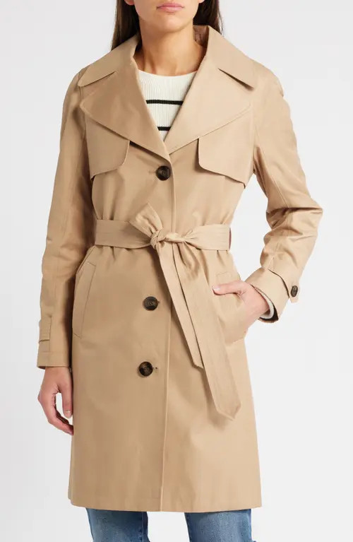 Via Spiga Water Resistant Cotton Blend Trench Coat in Camel at Nordstrom, Size X-Large | Nordstrom
