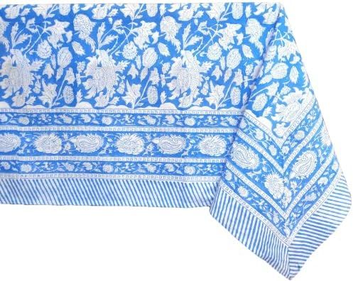 ATOSII Meraki Blue 100% Cotton Tablecloth, Handblock Print Rectangle Table Cover for Kitchen Dining  | Amazon (US)