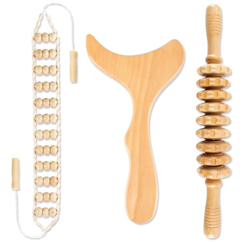 KintKita 3 in 1 Wood Therapy Massage Tool,Wooden Lymphatic Drainage Massager Maderoterapia Kit Professional Body Cellulite Massager for Body Sculpting,Contouring,Relief Muscle,Anti-Cellulite | Amazon (US)