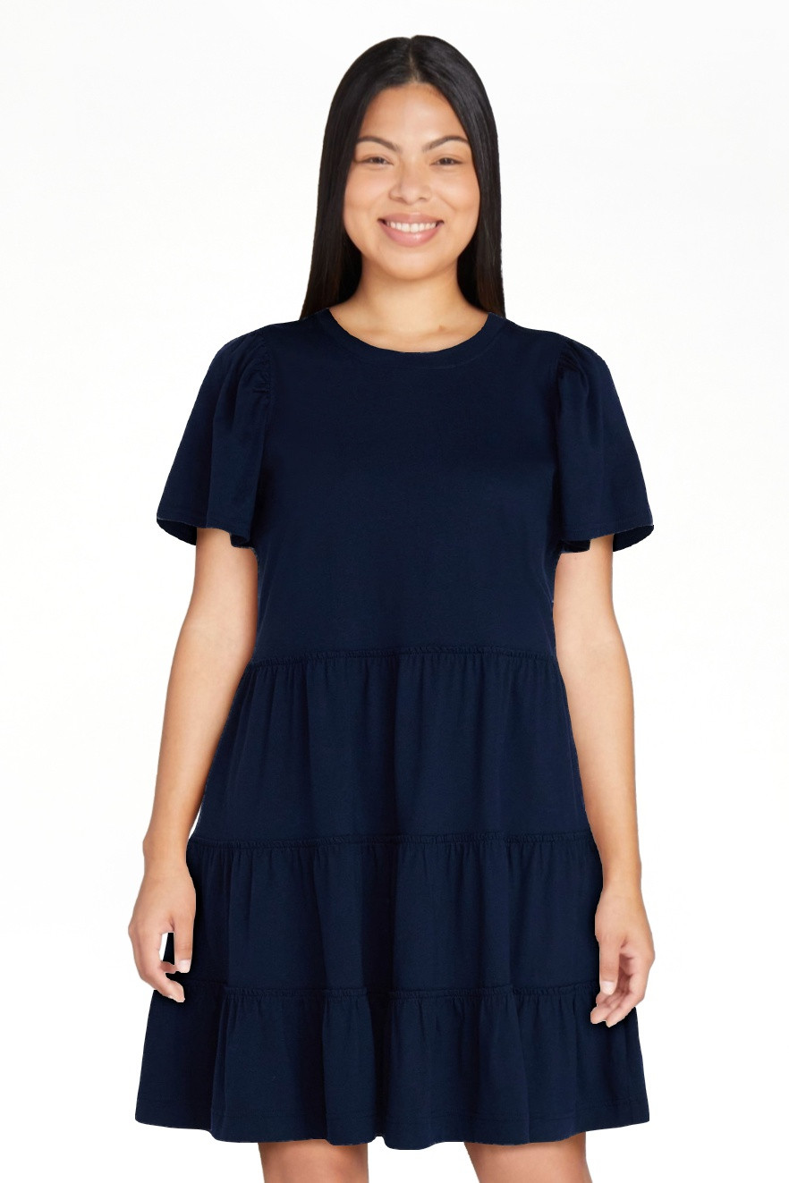 Time and Tru Women's and Women’s Plus Cotton Swing Dress with Short Sleeves, Sizes XS-4X | Walmart (US)