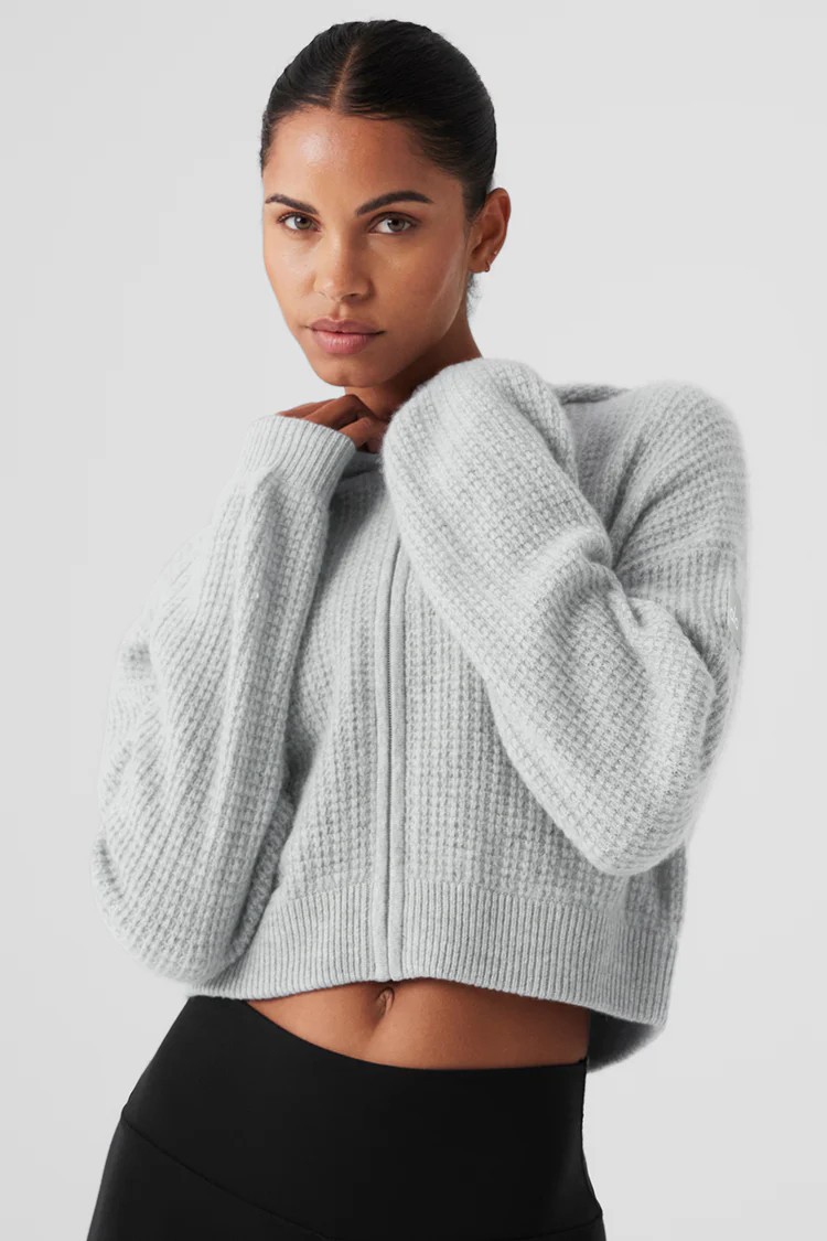 Cashmere Plush Waffle Full Zip Hoodie | Alo Yoga (US)