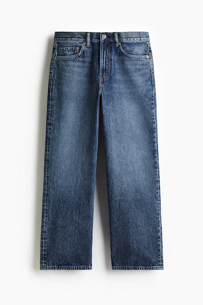 H & M - Straight Relaxed High Jeans - Blue | H&M (US + CA)