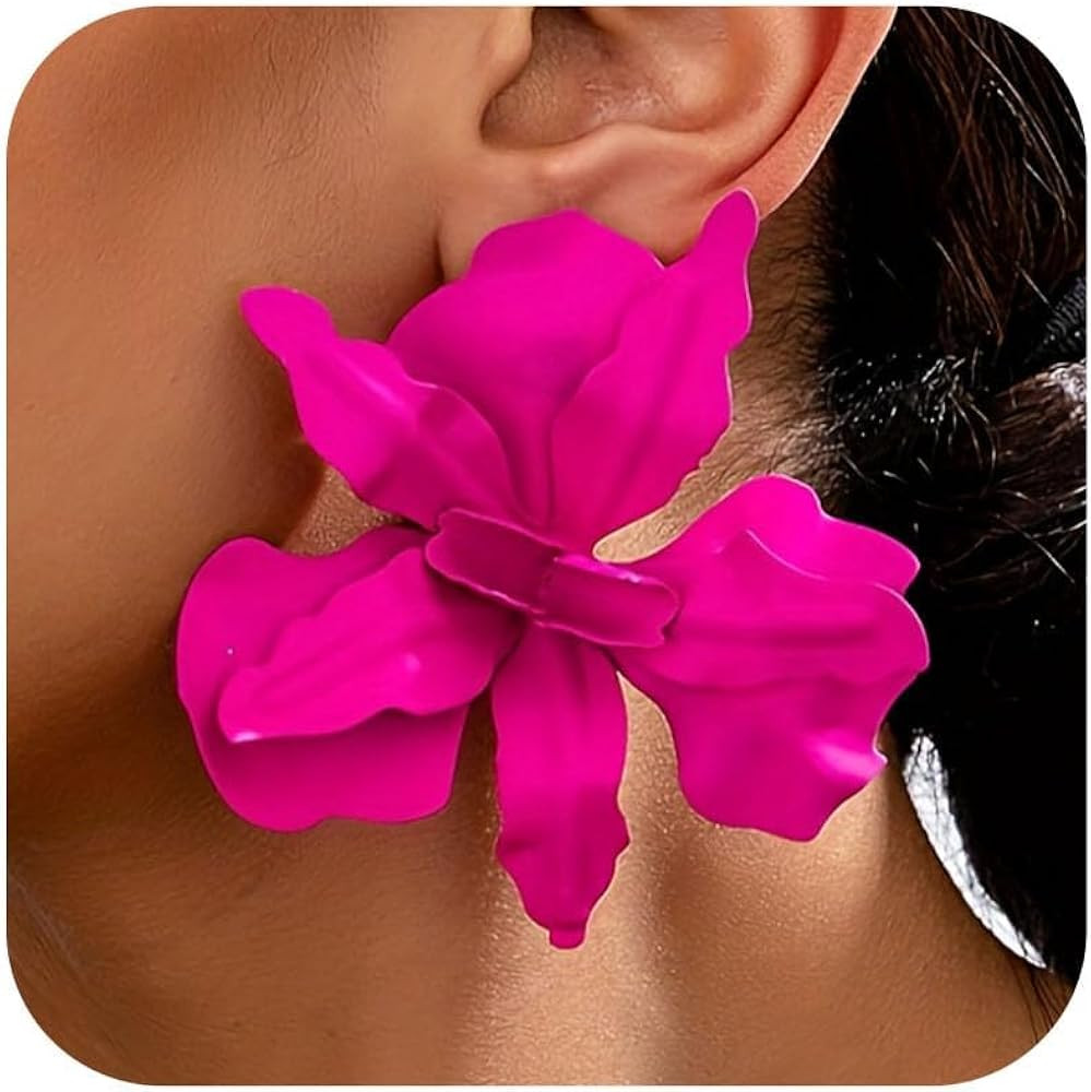 Flower Earrings for Women Big Floral Statement Earrings Oversized Petal Trendy Elegant Daily Outf... | Amazon (US)