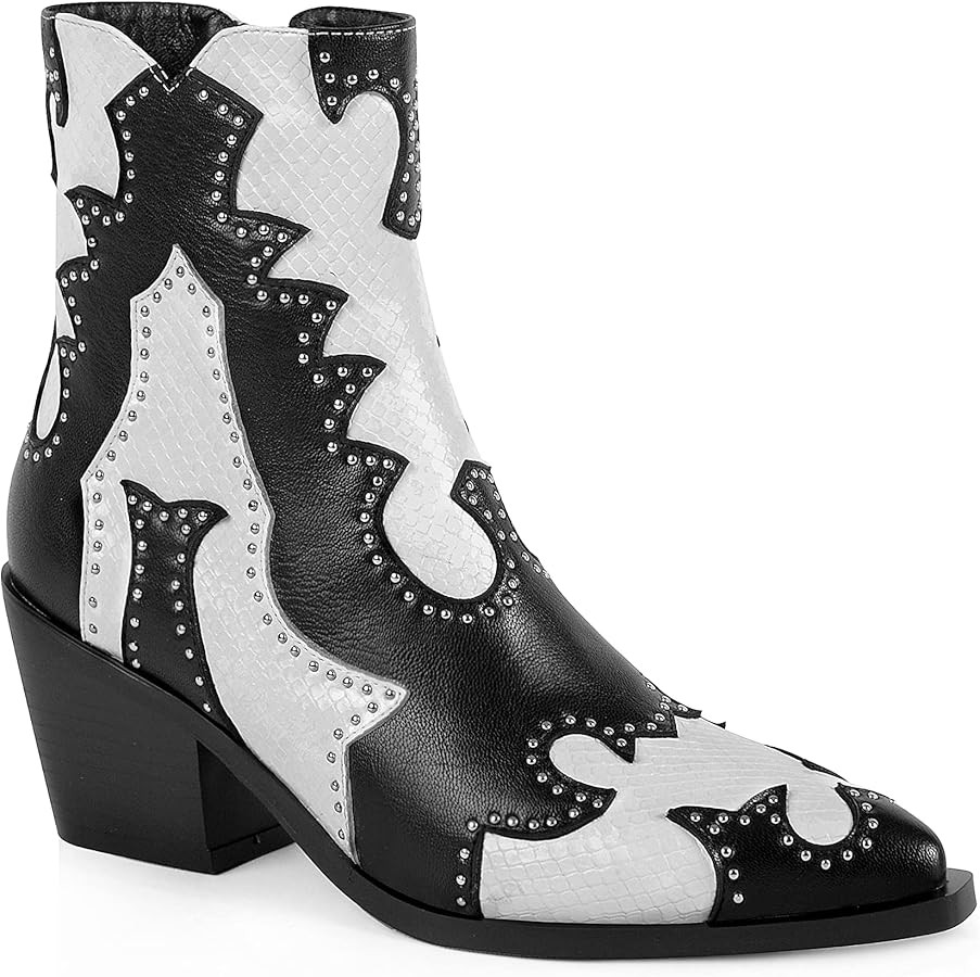 ANN CREEK Women's Ankle Cowboy Boots Rivet Studded Cowgirl Boots Western Booties Ladies Rivet Stu... | Amazon (US)