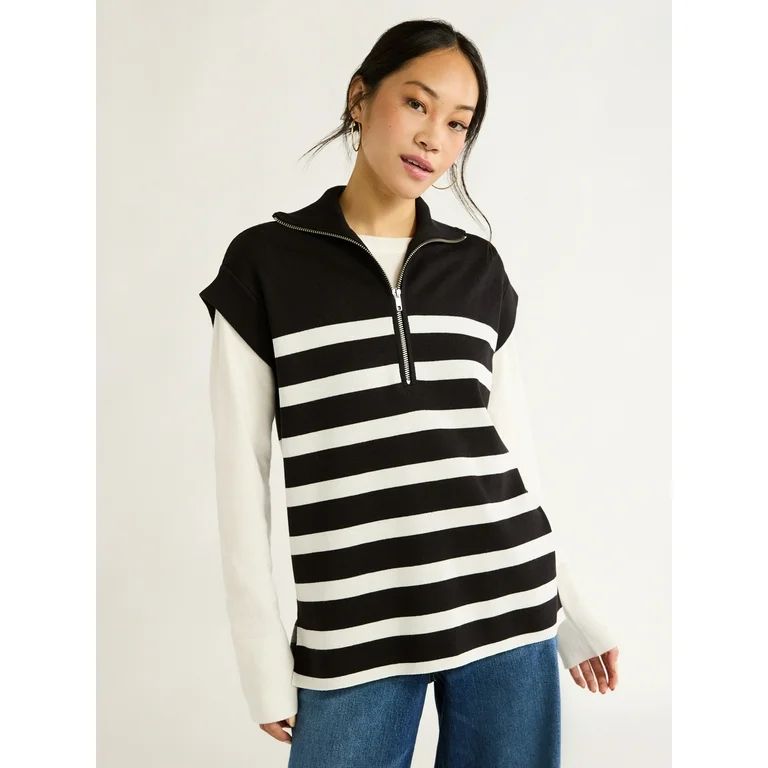 Free Assembly Women's Sleeveless Half Zip Popover Sweater, Sizes XS-XXL - Walmart.com | Walmart (US)