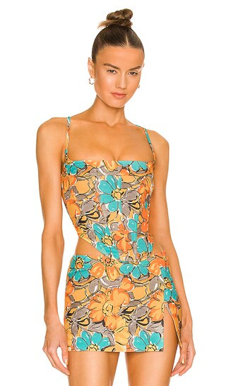 V Corset Top in Parisian Flower Orange | Revolve Clothing (Global)